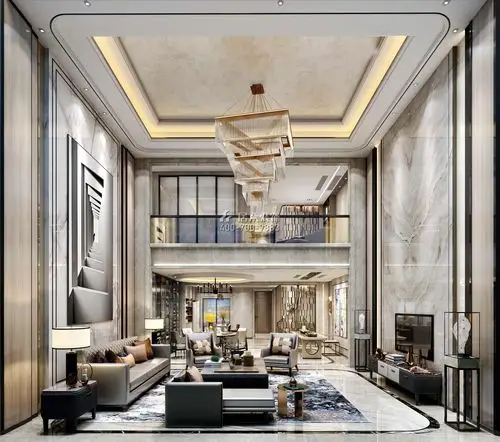 万科紫台600平方米现代简约风格别墅户型客厅装修效果图