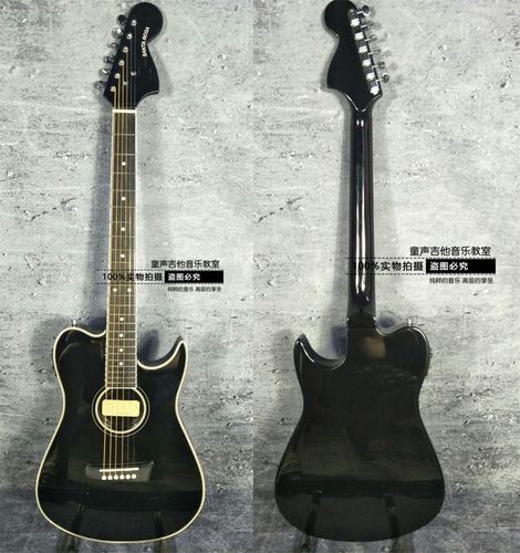 定制款beyond黄家驹同款早期 santa rosa 黑色电箱薄体实木吉他