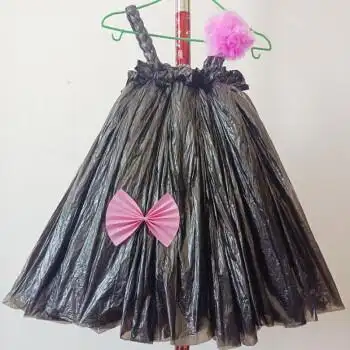 环保衣服儿童服装手工幼儿园时装秀亲子制作演出裙塑料袋走秀 黑色