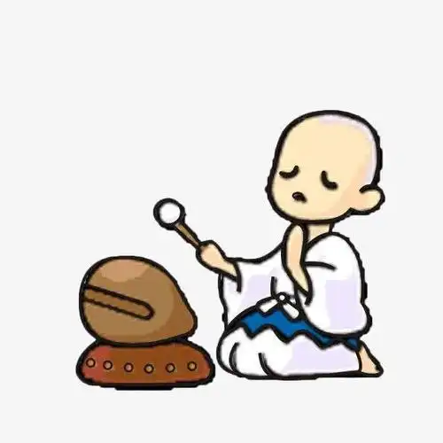 手绘小和尚,小和尚,卡通小和尚,小沙弥,木鱼,表情包, 敲木鱼,&