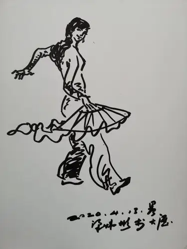 大妈扇舞, 梁炜彬速写(13902814768)