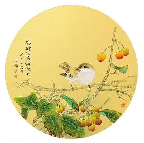 精美工笔花鸟扇面