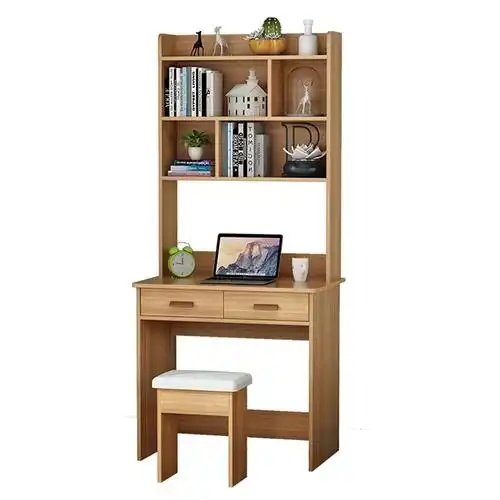 书桌书架一体桌儿童实木书柜组合小户型家用学生写字桌简约电脑桌