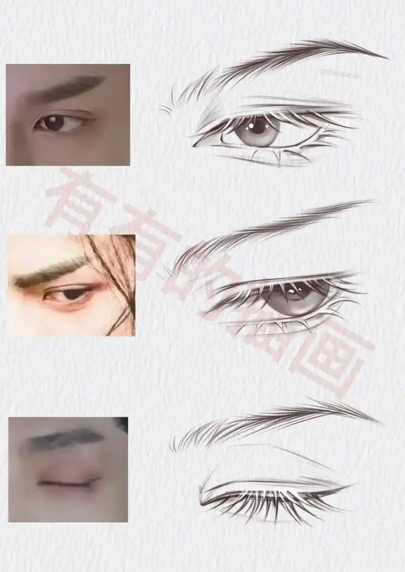 一些古风男生眼睛画法,快收藏吧