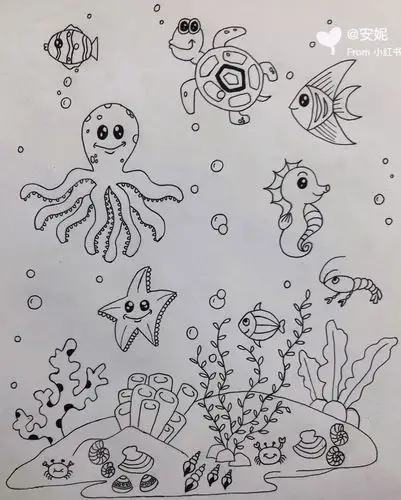 海洋动物简笔画一