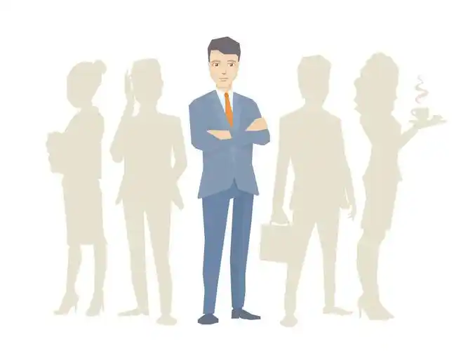 矢量图是一个穿着夹克的男人的肖像-律师手里拿着一个公文包-站在中间