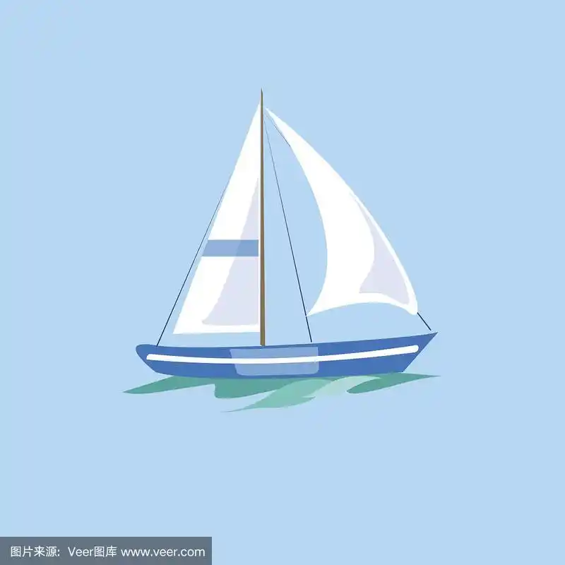 水上的帆船.矢量图