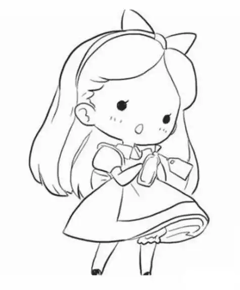 卡通女生萌萌哒简笔画可爱