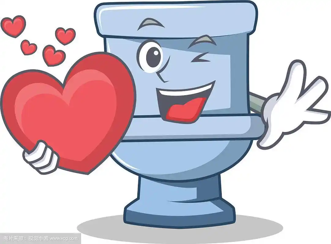 带有心形马桶人物卡通风格