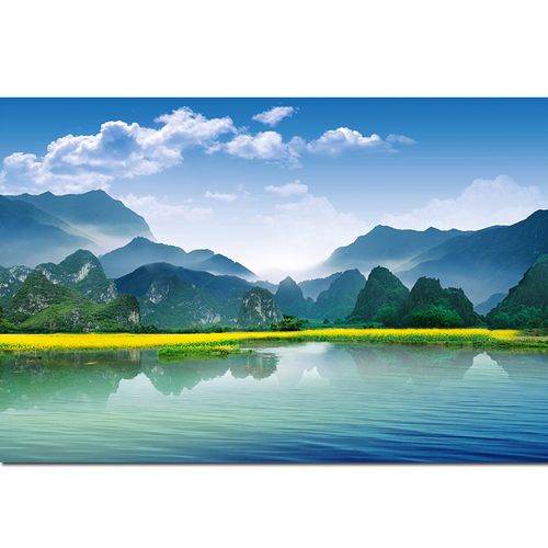 桂林山水风景画世界名胜靠山图财源滚滚电视背景客厅餐厅墙装饰画 28*