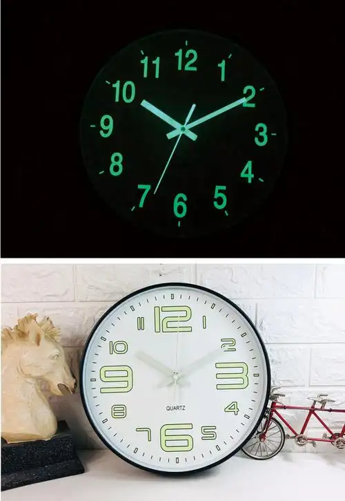 夜光数字挂钟静音墙钟创意发光客厅卧室钟表跨竟热销12寸clock