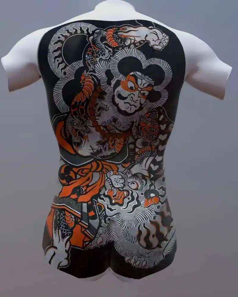 原创   日式复古老传统 武松打虎 满背 菏泽明王刺青 | 纹身刺青02