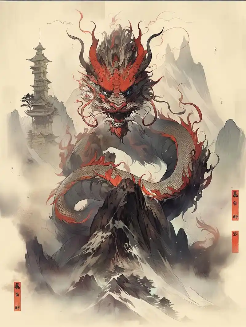 ai水墨画龙生图