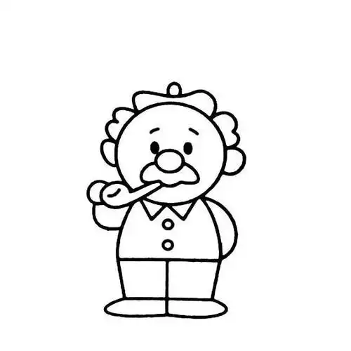 老人的画法叨着烟斗的老爷爷-儿童简笔画大全