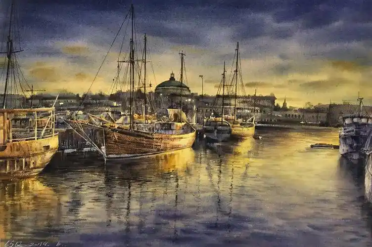 暮船|纯艺术|绘画|陈思齐水彩 - 原创作品 - 站酷 (zcool)