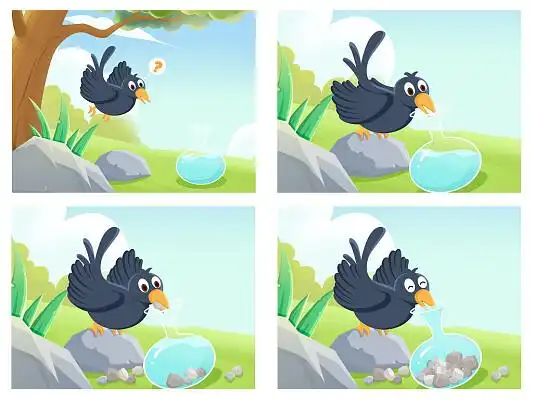 卡通乌鸦喝水智慧乌鸦psd素材蓝色梦幻场景太空宇航员展板背景绿色小