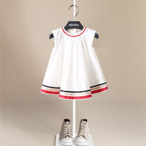 英伦风夏装女童白色连衣裙宽松胖宝宝夏天薄款裙子洋气儿童公主裙