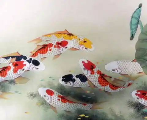 风水画 九鱼图 鲤鱼图 连年有余[真迹]