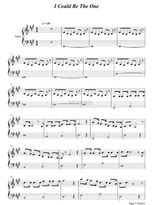钢琴谱双手简谱双版本icouldbetheoneavicii