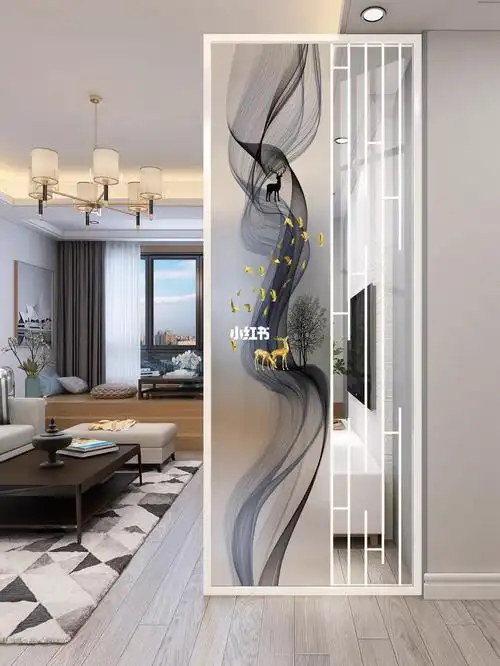 现代轻奢简约风玄关隔断入户屏风玄关设计