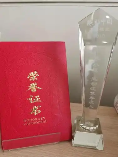 李小英"感动中国"奖杯和证书