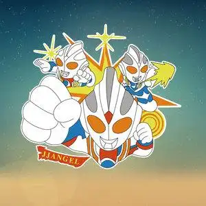 卡通三奥特曼飞行出击图案印花个性diy衣服辅料柯式热转印烫画贴