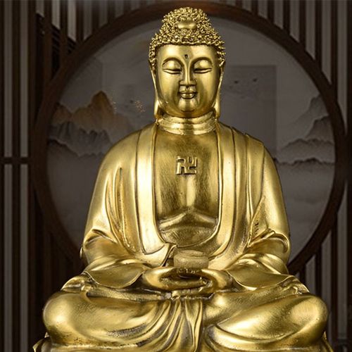 纯铜三宝摆件释迦摩尼阿弥陀佛药师佛像如来佛家用装饰摆件