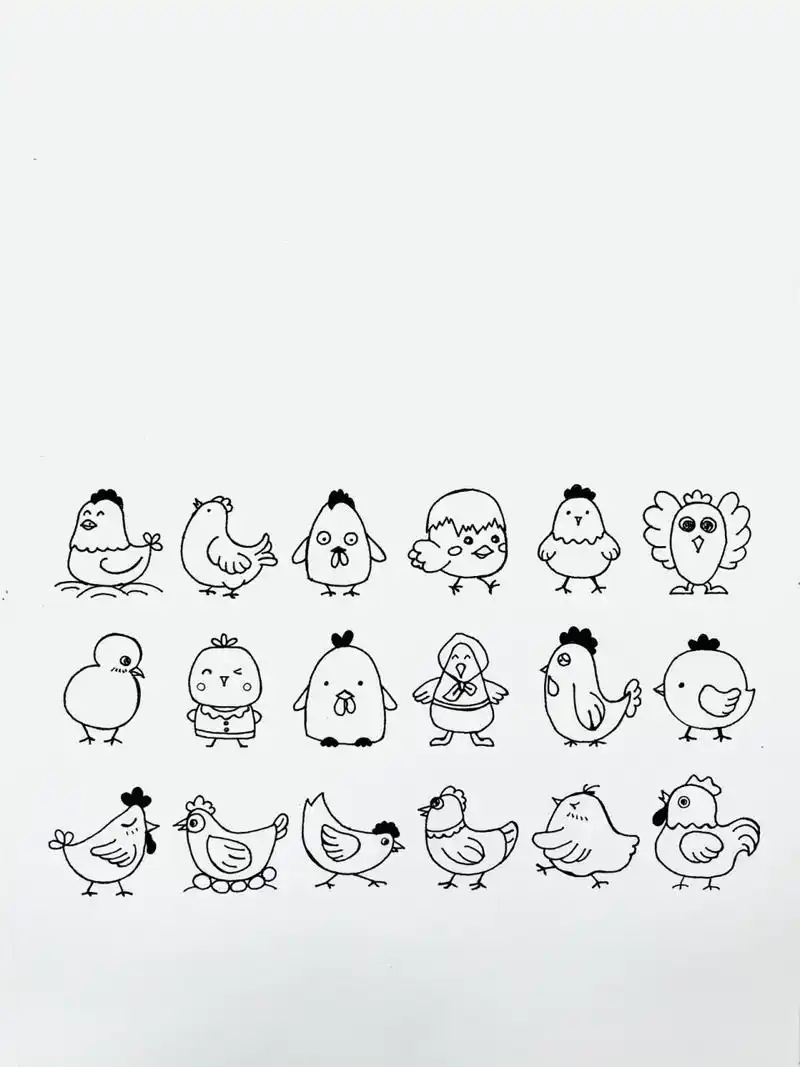 【简笔画】鸡90 分享一组可爱的小鸡90 记得很小时候,那会正好