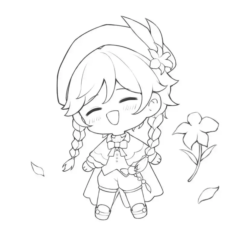 原创q版人物原神温迪同人卡通头像,有线稿～这次又画了温迪,希望大家