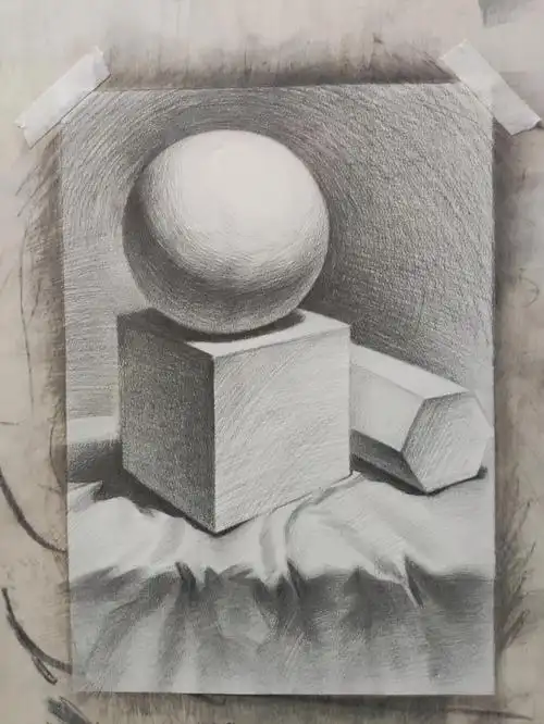 素描石膏几何体组合步骤