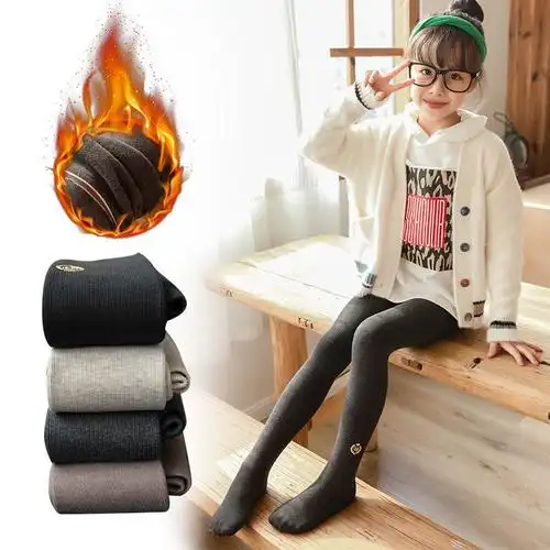 秋冬新款儿童打底裤加绒女童连袜裤宝宝外穿棉质裤袜中小童保暖裤