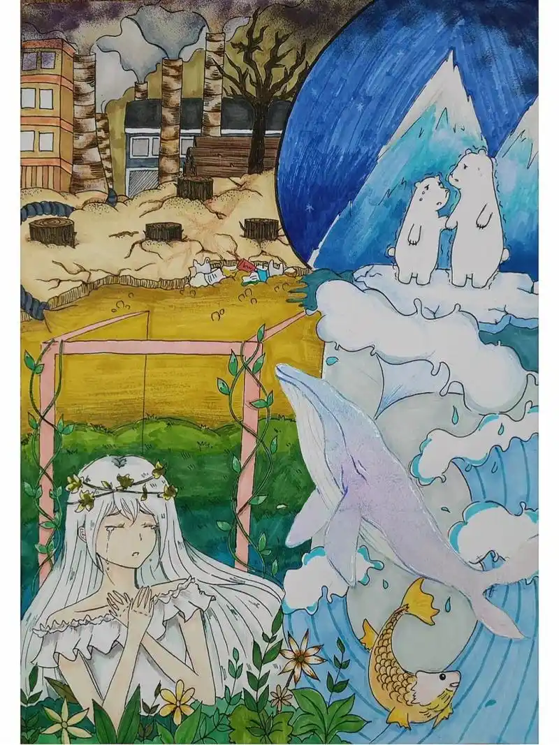 保护环境主题画|91环保创意画海报 保护环境主题画91爱护地球93