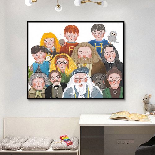 哈利波特人物合集 可爱卡通插画diy数字油画手绘油画背景墙装饰画