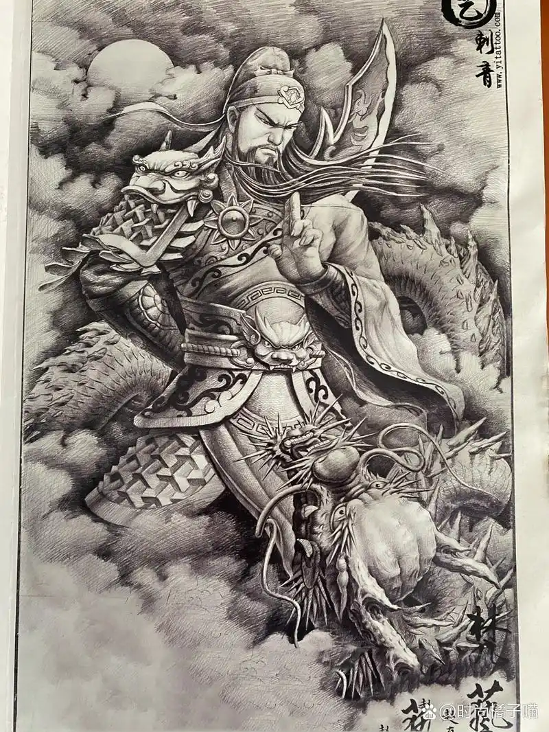 关公纹身|关羽纹身|满背关羽手稿 满背关羽手稿,本店创作手稿,收录在