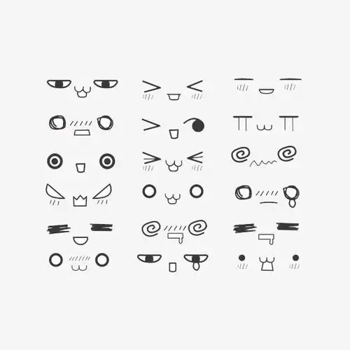 手绘黑白表情_素材图片免费下载_富图网