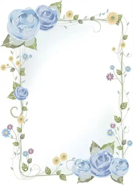 蓝色玫瑰边框