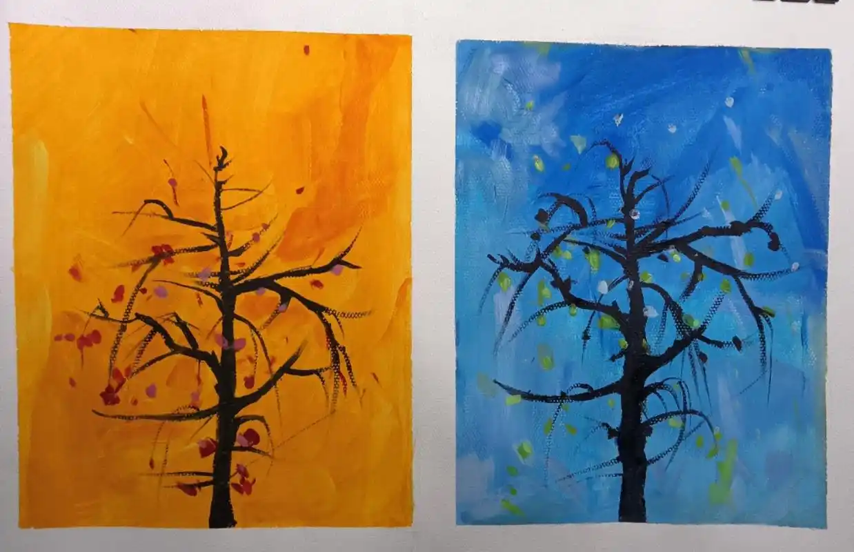 冷暖色调对比画