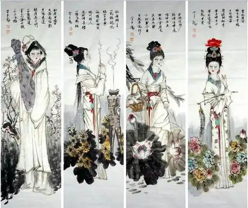 刘学多·人物四条屏《四大美女》-泓宝斋画廊-收藏网