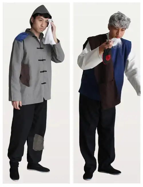 老百姓演出服男民国农民服装车夫渔夫盘扣唐装复古装马褂衣服 骆驼