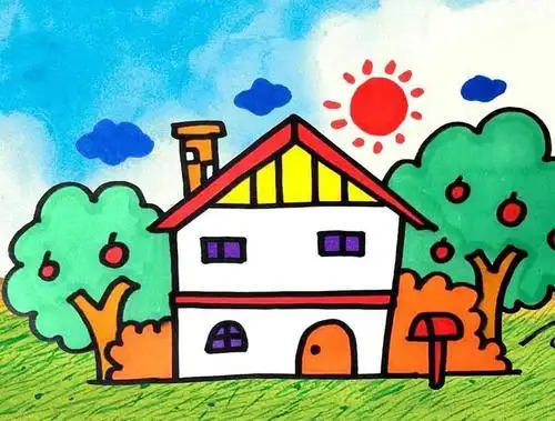 楼房着火简笔画儿童画