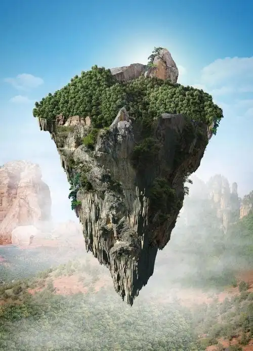 美丽的浮动在空中的岛屿