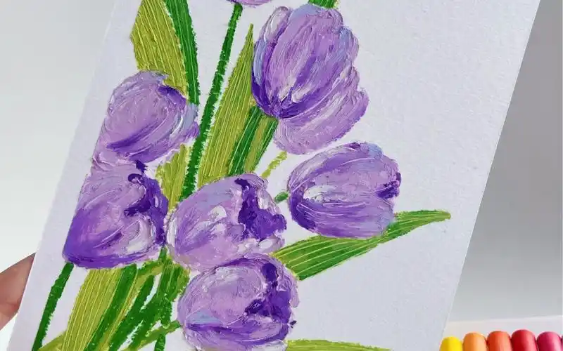 油画棒」紫色郁金香 | 视频教程