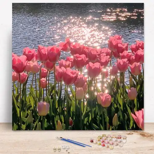 郁金香diy数字油画植物花卉风景油画房间解压填色 a335郁金香7 40*40