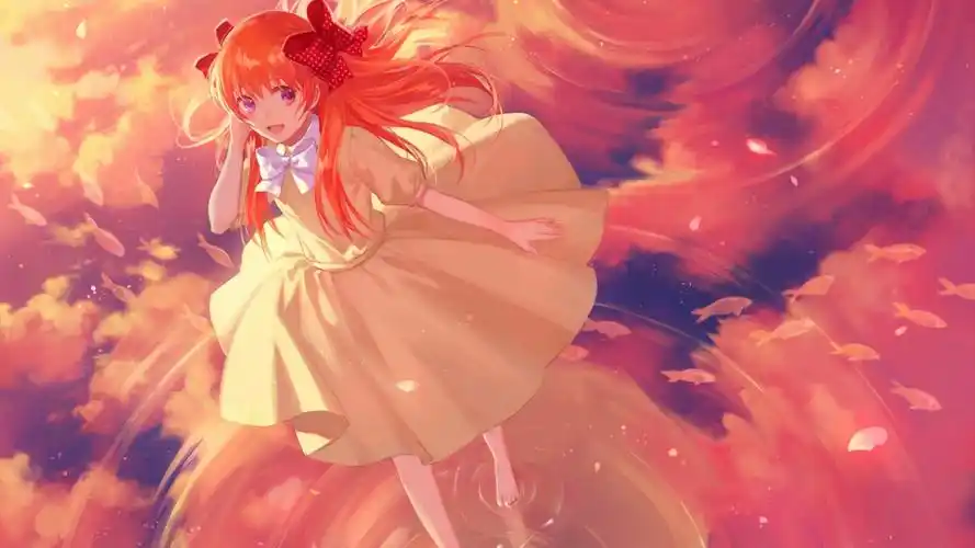 漂亮少女裙子蝴蝶结水鱼可爱动漫女生壁纸