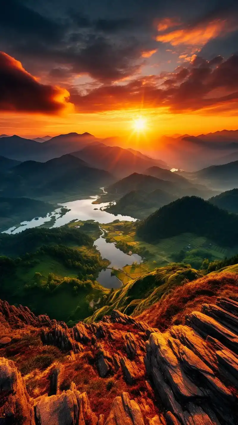 旭日东升一抹红,千山白雪映苍穹.#治愈风景 #治愈系 #自然 - 抖音