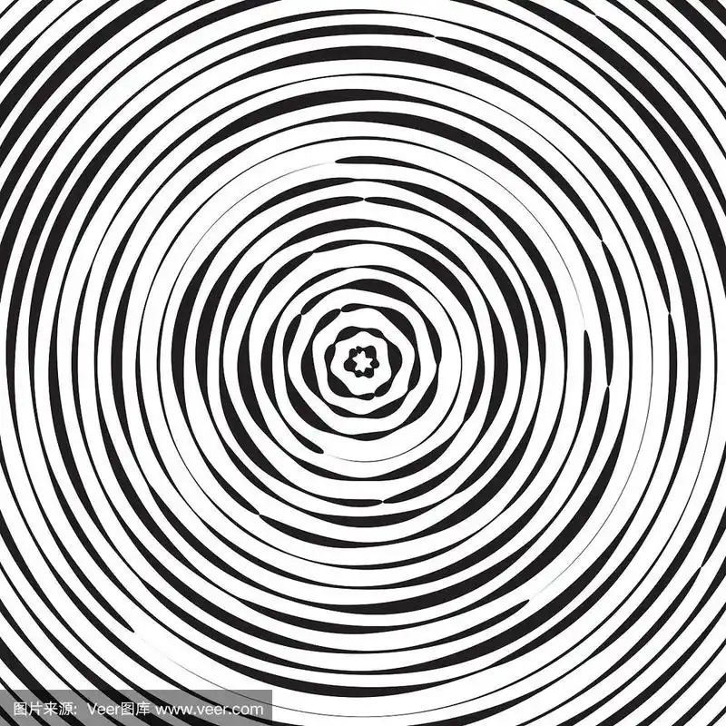 黑白同心线圈背景或波纹效果