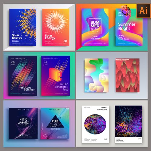 抽象艺术时尚几何渐变图案创意色彩海报背景装饰画ai矢量设计素材