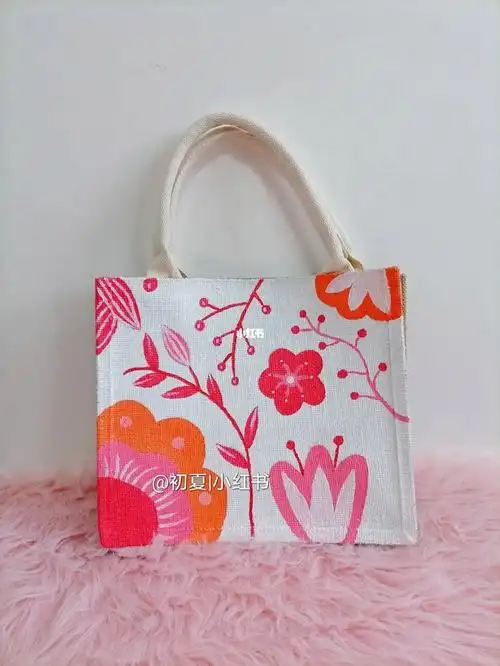 muji麻布袋手绘改造春天的气息可定制