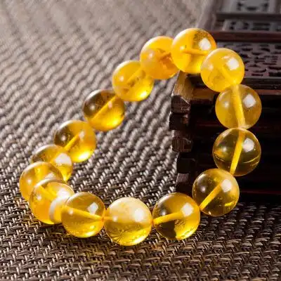 天然琥珀 金绞蜜蜡手串 14mm 0961