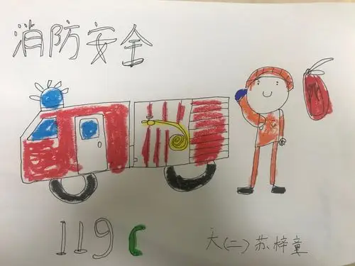 消防安全我知道——航幼大二班亲子消防安全宣传海报